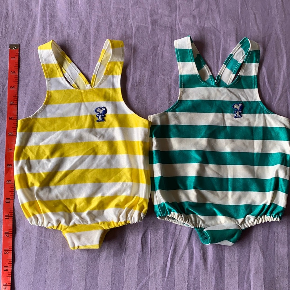 Green Snoopy baby 1yo swimsuit